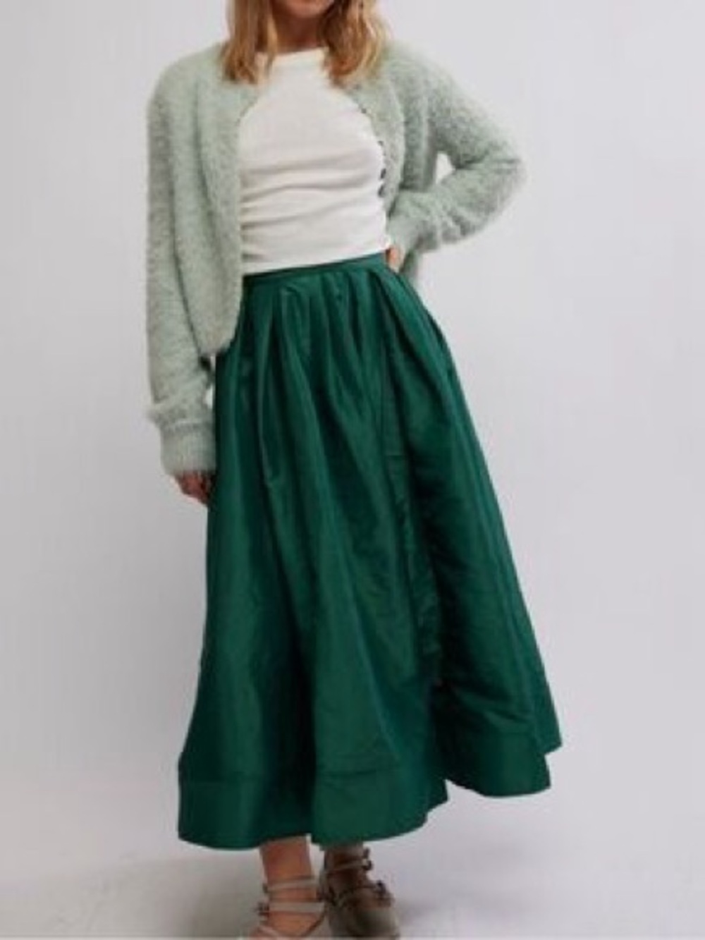 Free People Emerald Green Maxi Skirt NWT